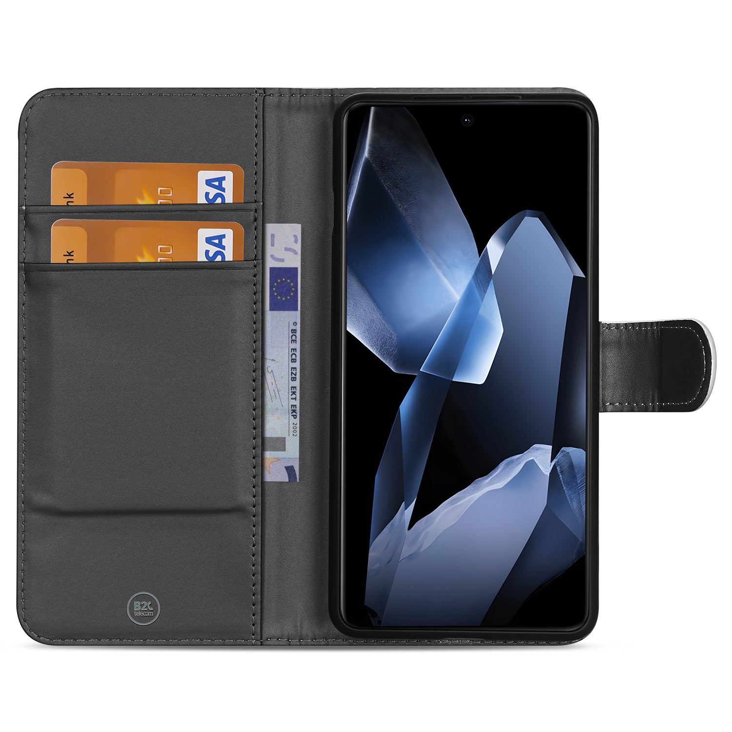 OnePlus 13 Book Case Telefoonhoesje Wit met Pasjeshouder binnenkant aanzicht