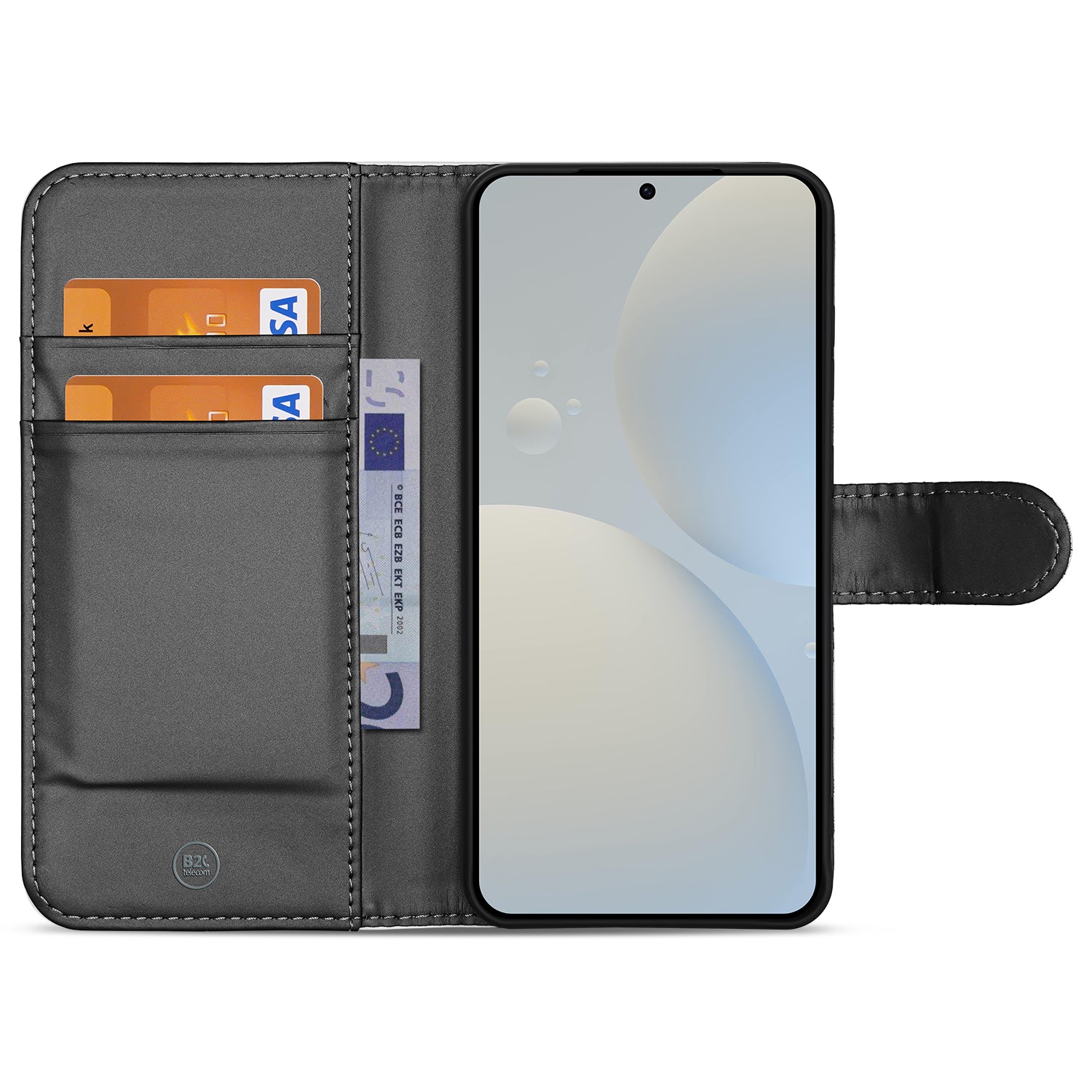 Samsung Galaxy S25 Plus Book Case Telefoonhoesje Wit met Pasjeshouder binnenkant ontwerp