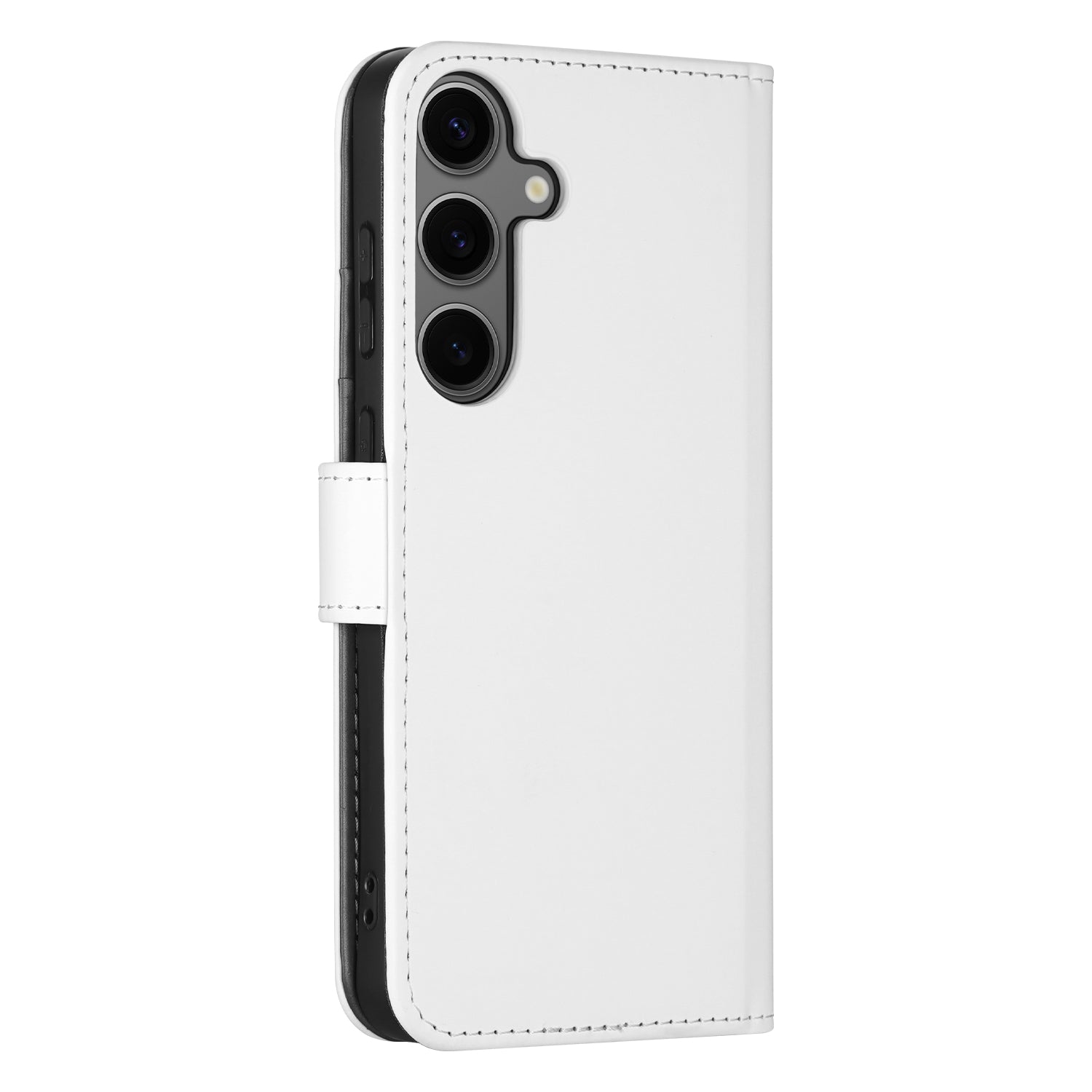 Samsung Galaxy S25 Book Case Telefoonhoesje Wit met Pasjeshouder Zijkant Rechts