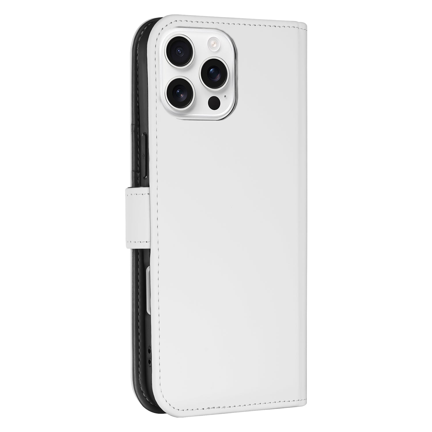 B2C Telecom iPhone 16 Pro Max Book Case Telefoonhoesje voor de iPhone 16 Pro Max Wit met Pasjeshouder zijaanzicht