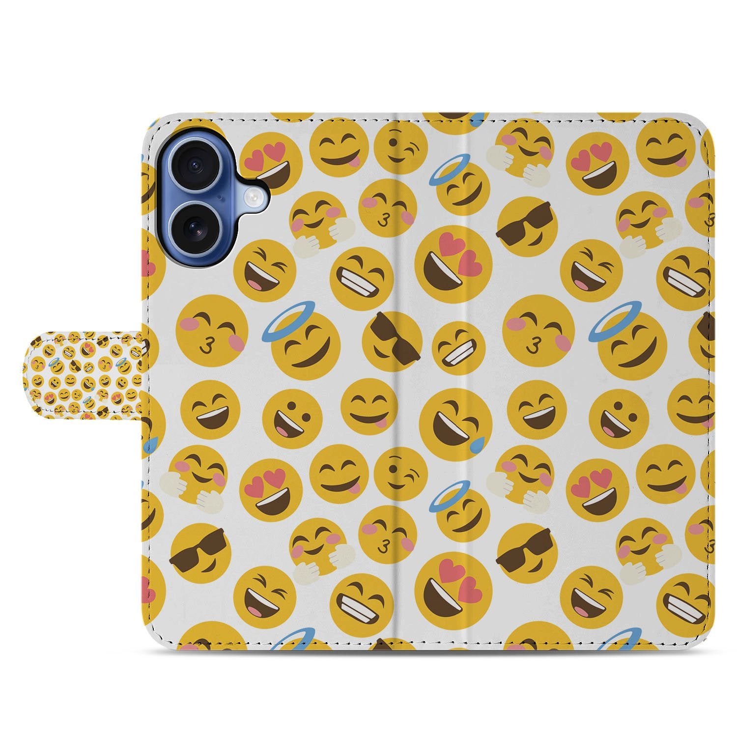 Book Case iPhone 17 Meerkleurig Emoji Volledige Bescherming emoji ontwerp voorkant