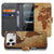 Book Case iPhone 17 Pro Max Wereldkaart Met Pasjes wereldkaart warm bruin geel design voorkant