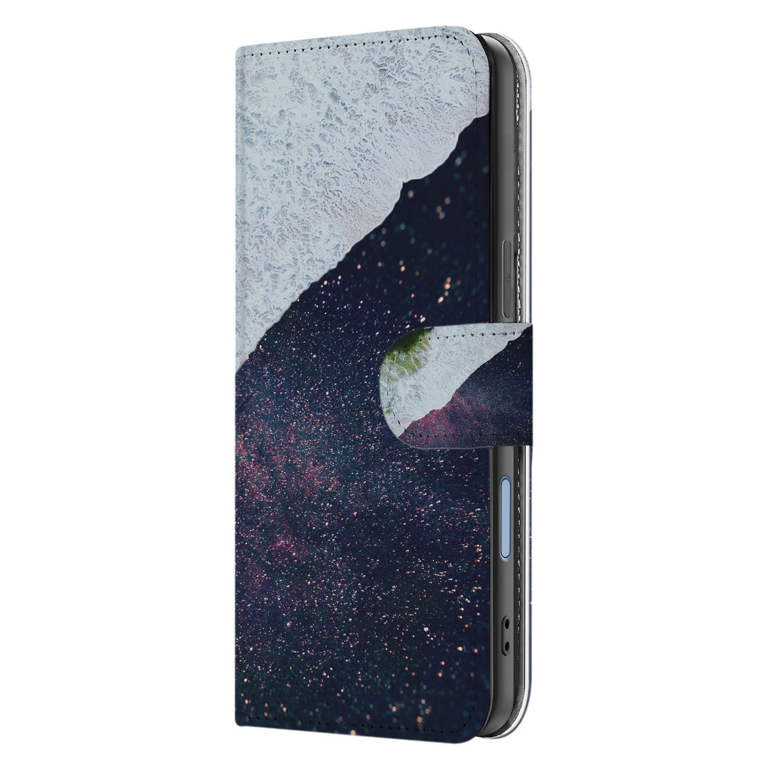 Apple iPhone 17 Book Case Sea in Space Paars Stijl design zijaanzicht