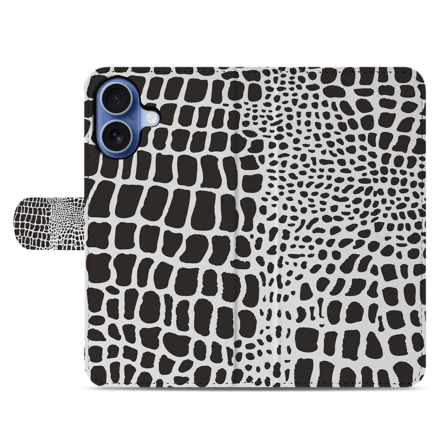 Book Case iPhone 17 Slangenprint Met Pasjes slangenprint design achteraanzicht