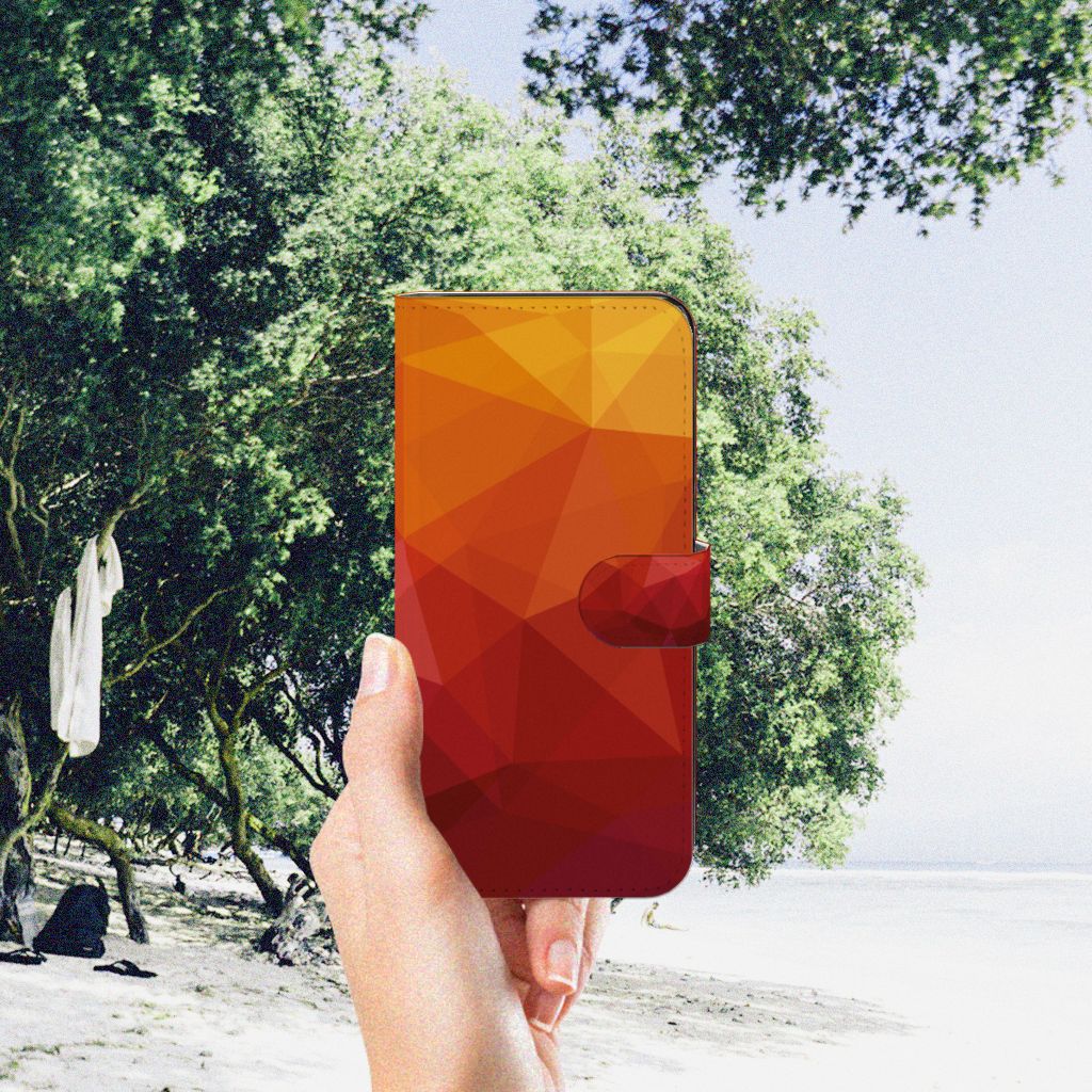 Motorola Moto G73 Book Case Polygon Red design hand natuur