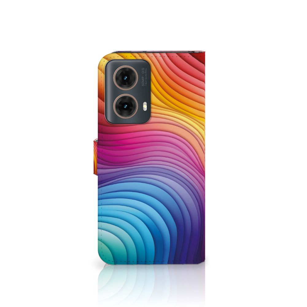 Motorola Moto G85 Book Case Regenboog zijaanzicht