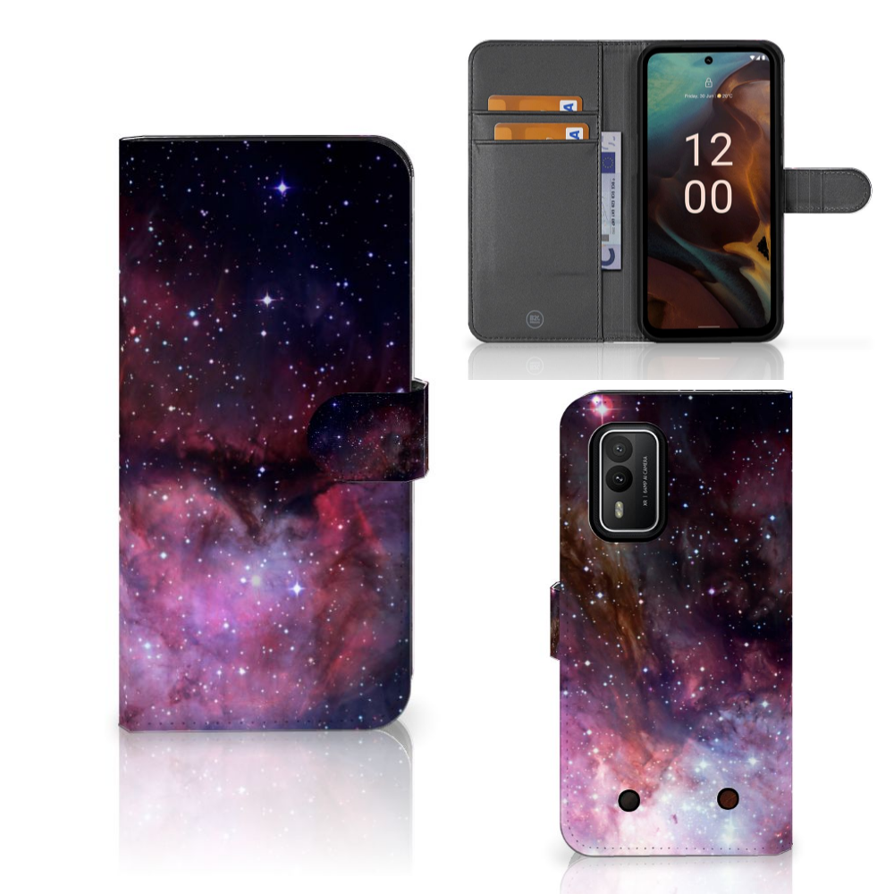 Nokia XR21 Book Case Galaxy design planeten sterren aanzicht