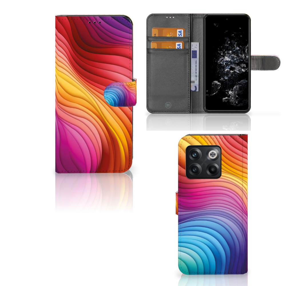 Book Case voor OnePlus 10T Regenboog met kleurrijk design, perfect als cadeau voor gebruiksgemak en bescherming đ.