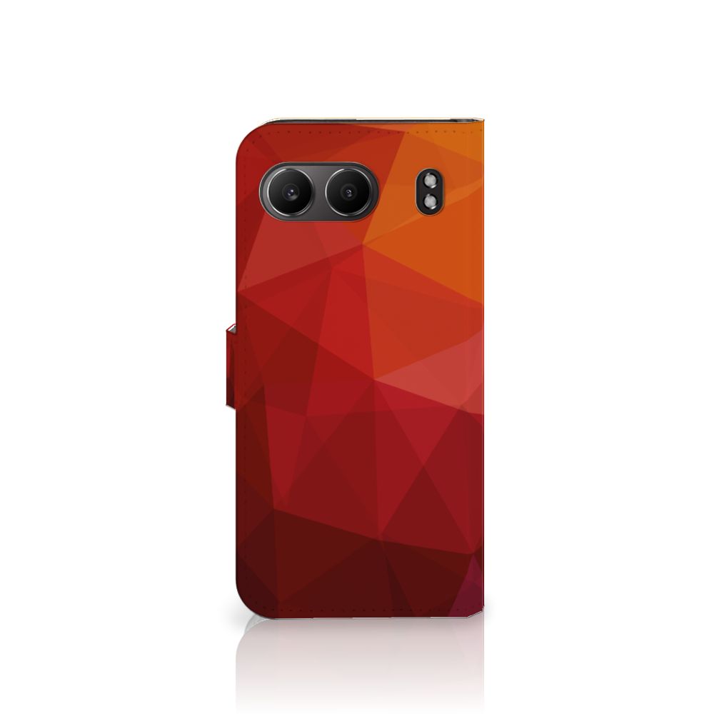 OnePlus Nord 4 Book Case Polygon Red abstract geometrisch design achterzijde