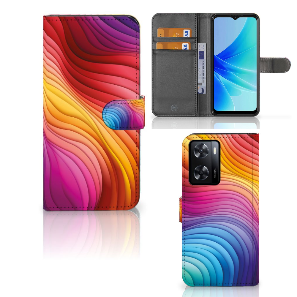 PPO A57 A57s A77 4G Book Case Regenboog zij aanzicht voorkant binnen