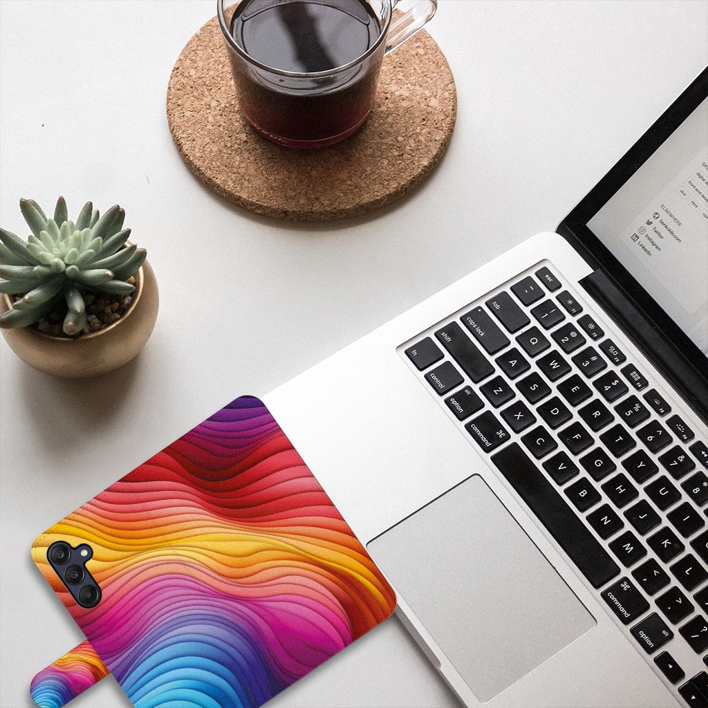 Samsung Galaxy A25 Book Case Regenboog design bovenaanzicht