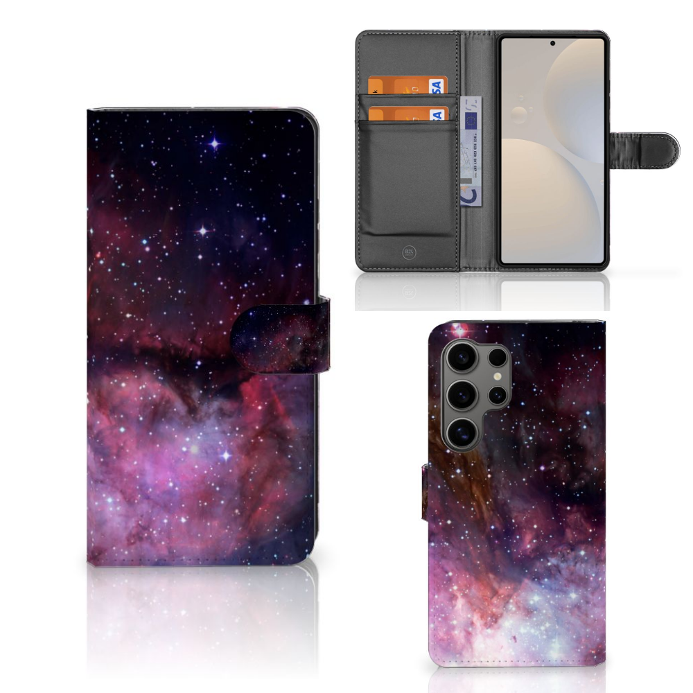 Samsung Galaxy S25 Ultra Book Case galaxy design voorzijde achterzijde