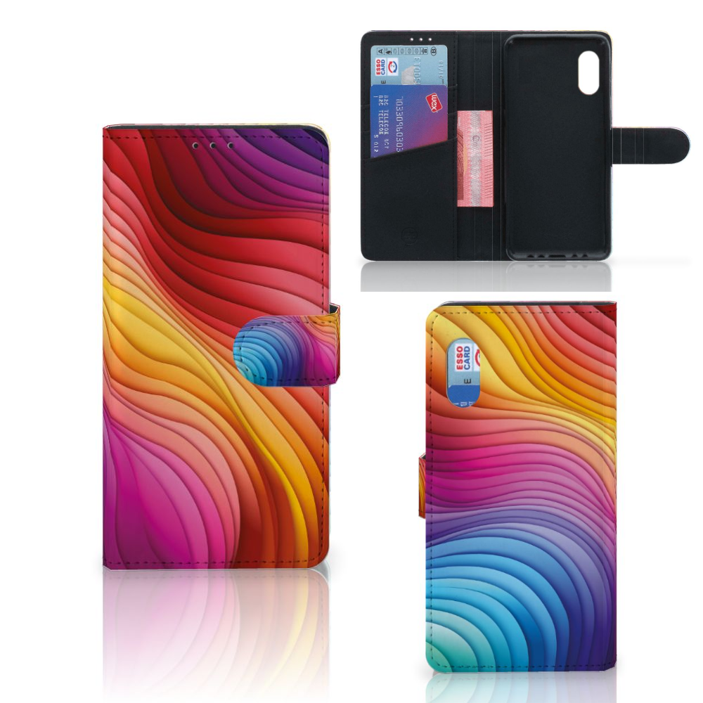 Samsung Xcover Pro Book Case Regenboog voorkant binnenkant achterkant