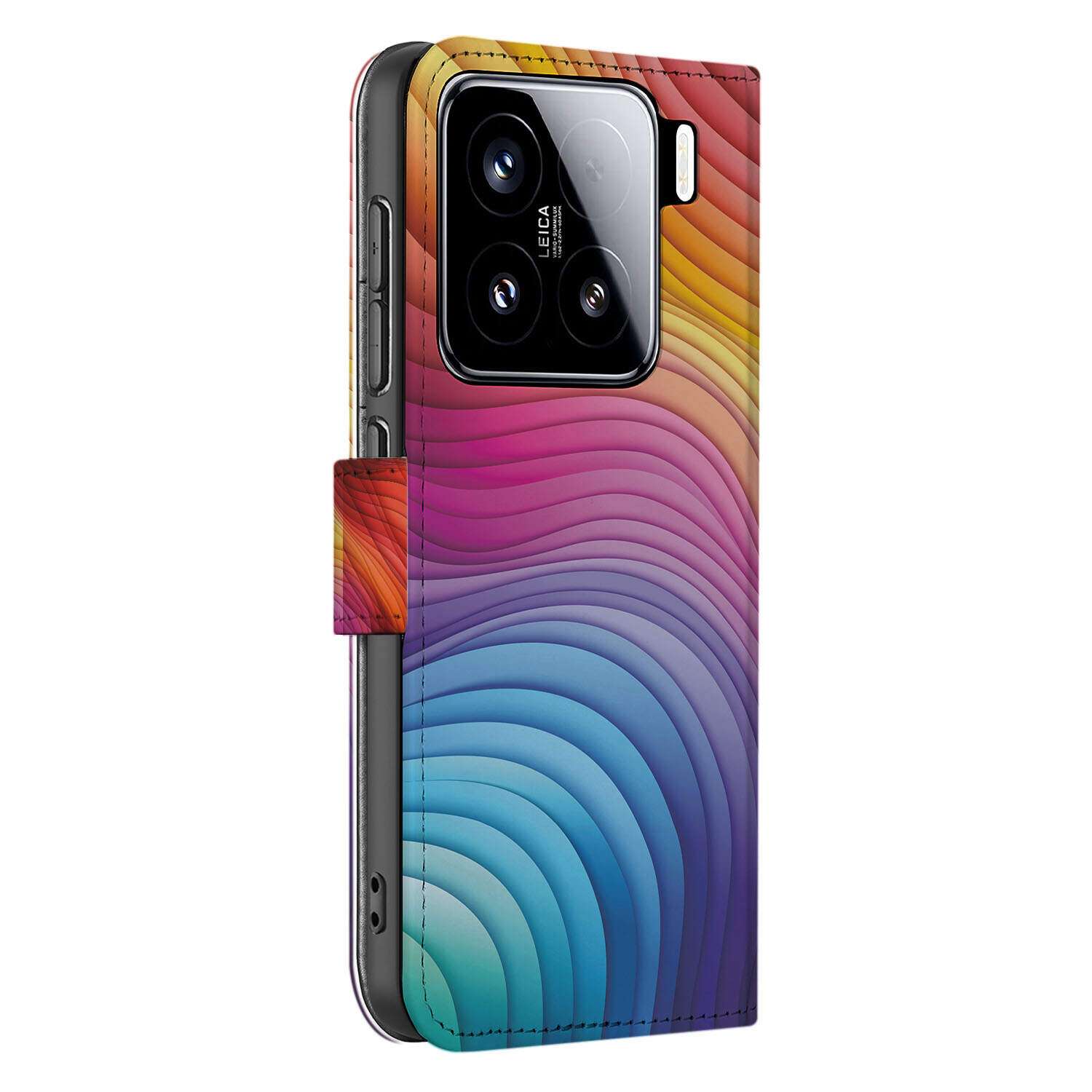 Xiaomi 15 Book Case voor Xiaomi 15 Regenboog zij aanzicht