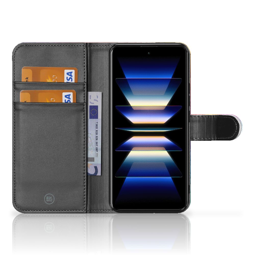 Xiaomi Poco F5 Pro Book Case voor Xiaomi Poco F5 Pro Regenboog aanzicht