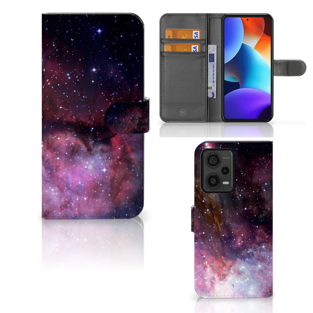 Xiaomi Redmi Note 12 Pro Plus Book Case Galaxy design vooraanzicht