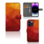 Book Case voor iPhone 15 Pro Max Polygon Red met abstracte vormen en pasjeshouder.