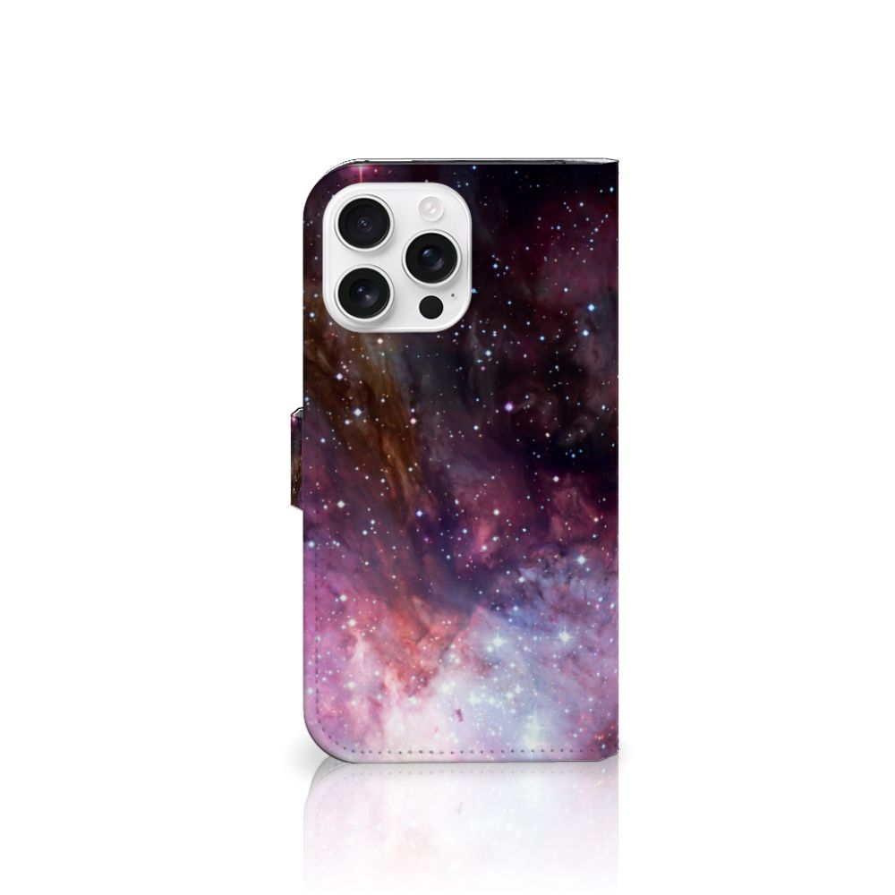 Apple iPhone 16 Pro Max Book Case voor iPhone 16 Pro Max Galaxy design sterrenruimte aanzicht