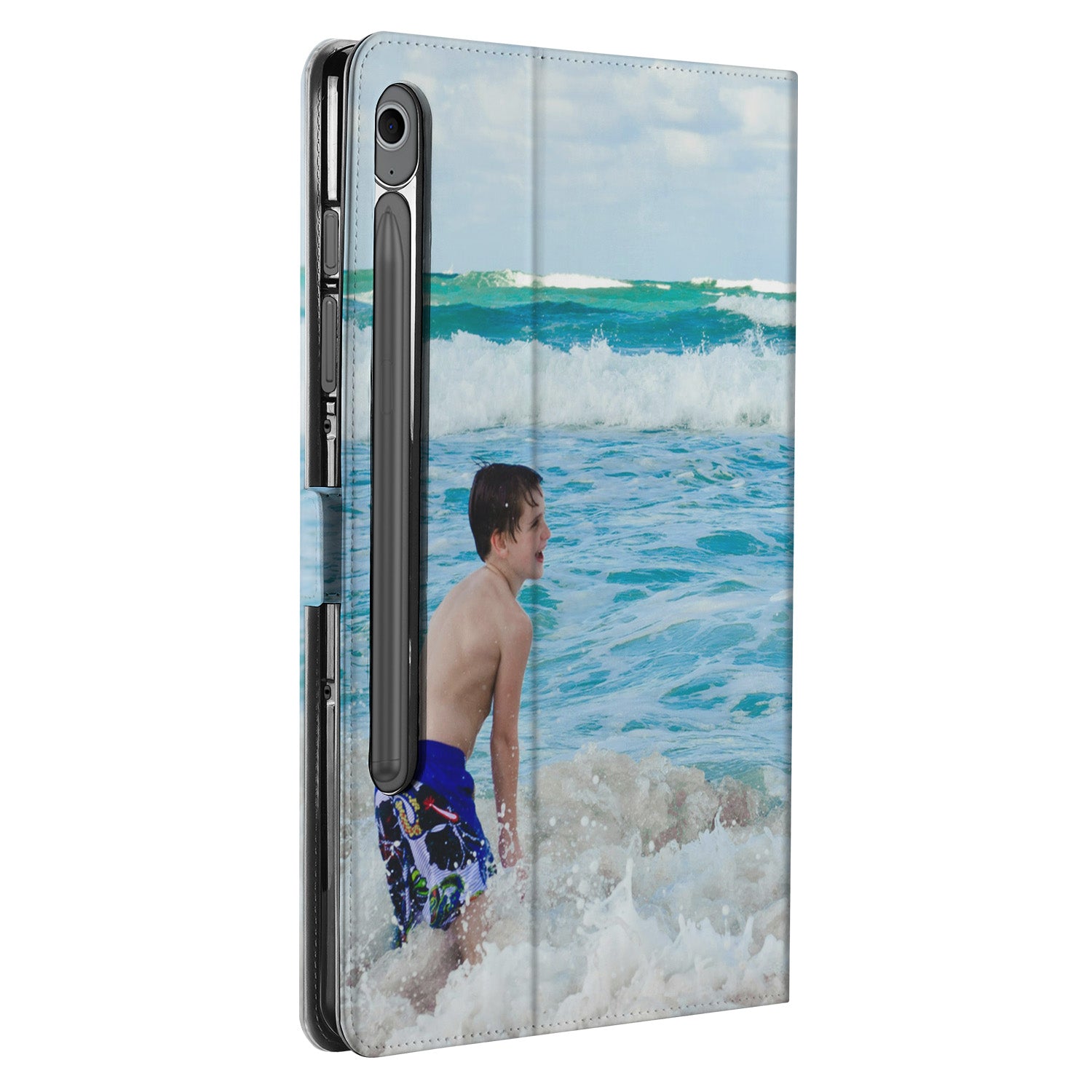 Samsung Galaxy Tab S10 FE S9 FE Book Cover Hoesje met Standaard voor Samsung Galaxy Tab S10 FE / S9 FE Eigen Ontwerp jongen zee