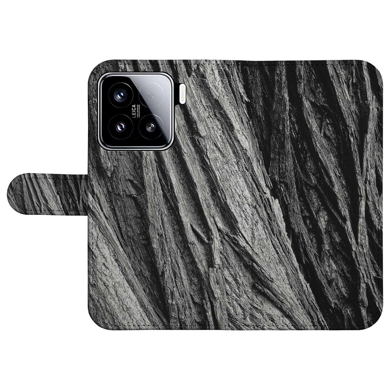 Xiaomi 15 Book Style Case Boomschors Grijs voorkant