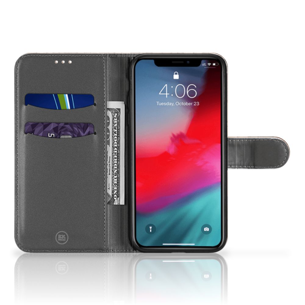 Book Style Case voor Apple iPhone 11 Pro Max Wooden Cubes met stijlvolle interieur en handige kaartsleuven.