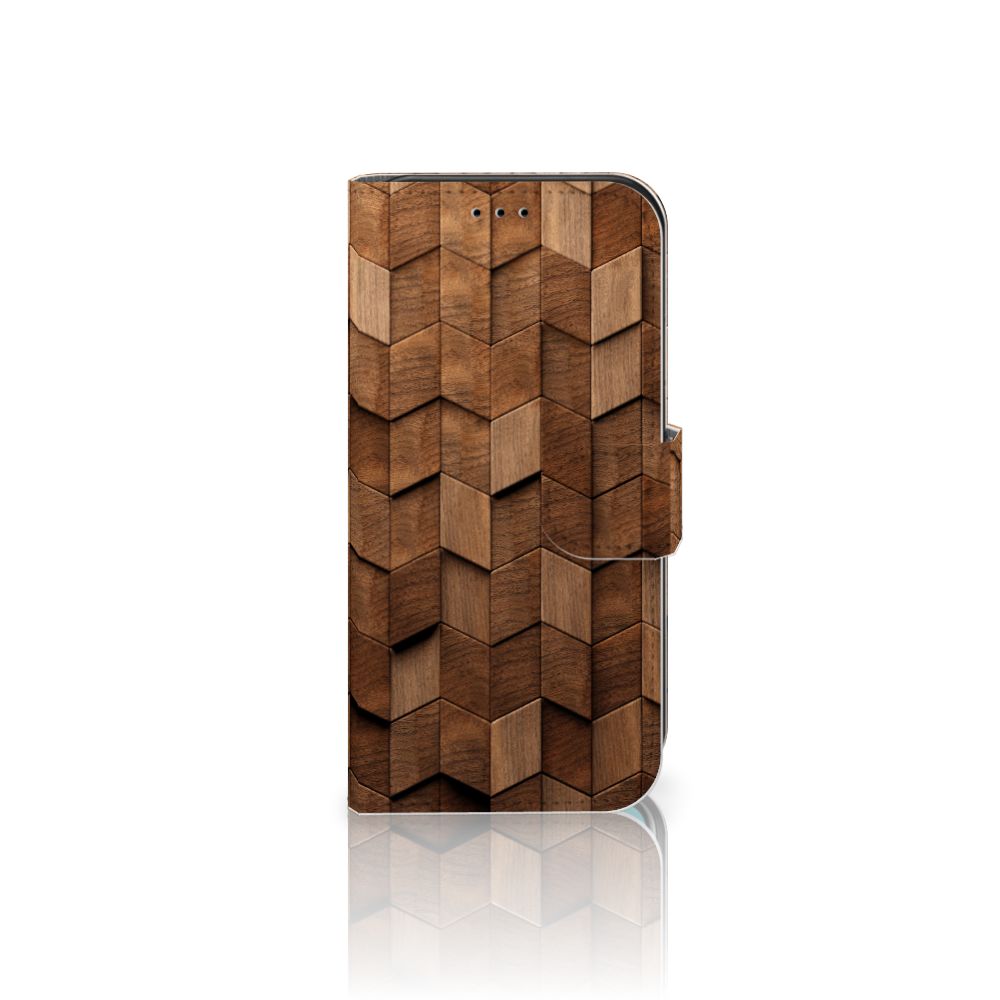 Apple iPhone 11 Pro Book Style Case Wooden Cubes voorkant