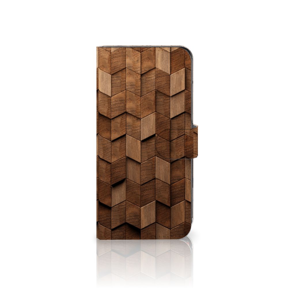 Motorola Moto G85 Book Style Case voor Wooden Cubes zijaanzicht