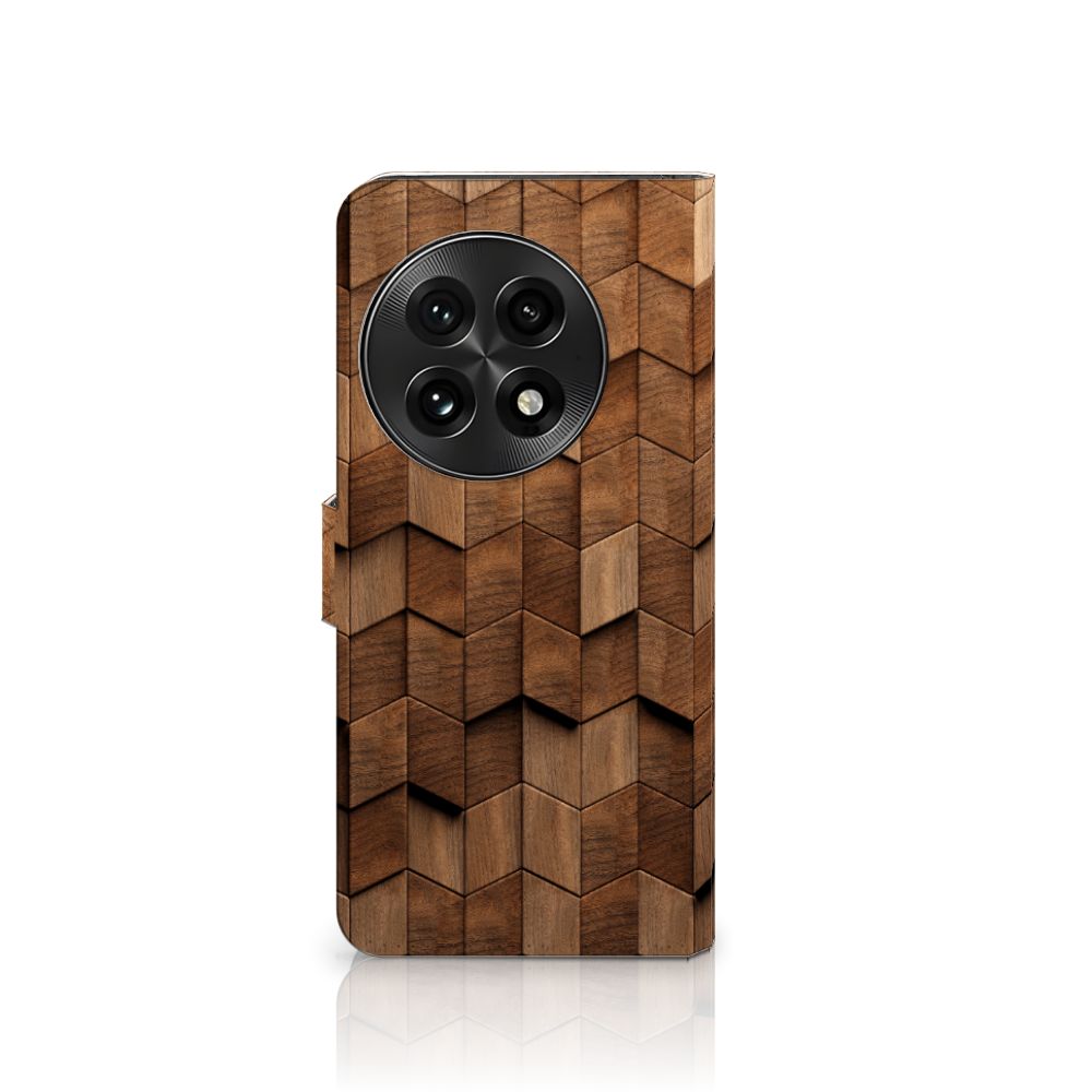 OnePlus 13 Book Style Case voor OnePlus 13 Wooden Cubes voorkant