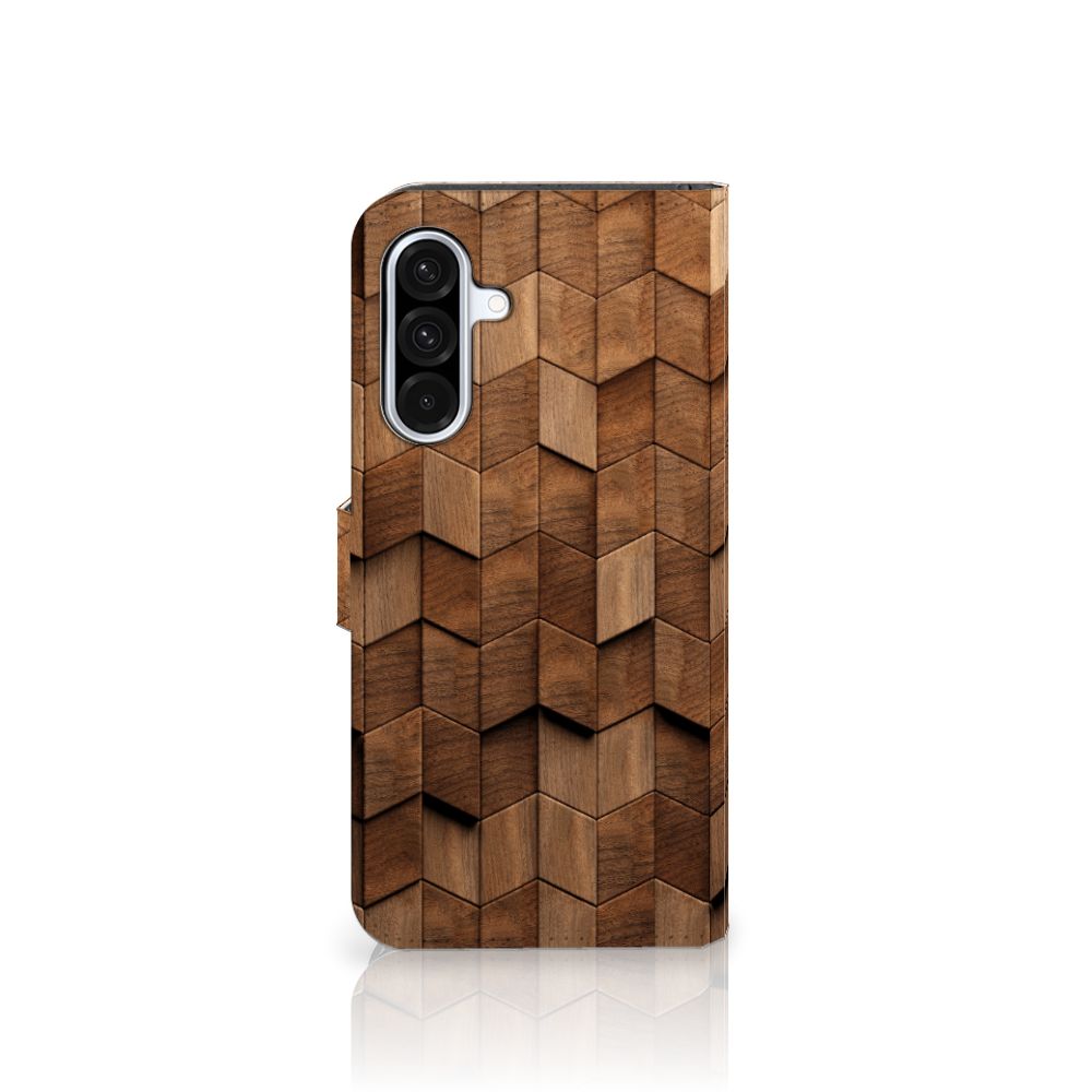 Samsung Galaxy A36 Book Style Case voor Samsung Galaxy A36 Wooden Cubes vooraanzicht
