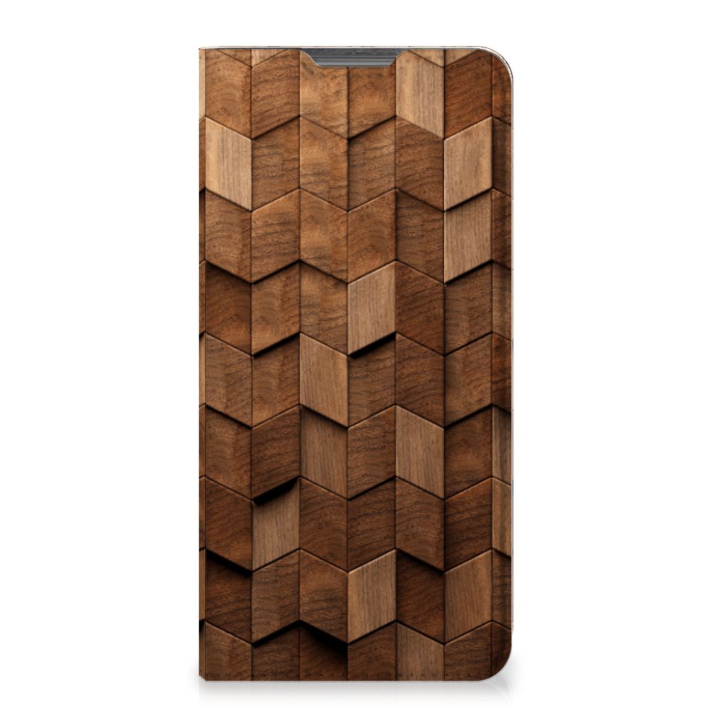 Motorola Moto G52 Book Wallet Case Wooden Cubes voorkant