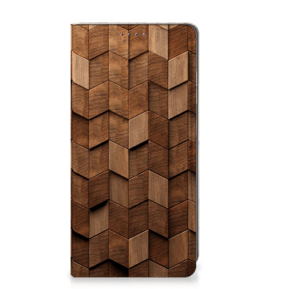 Samsung Galaxy S25 Book Wallet Case Wooden Cubes voorkant