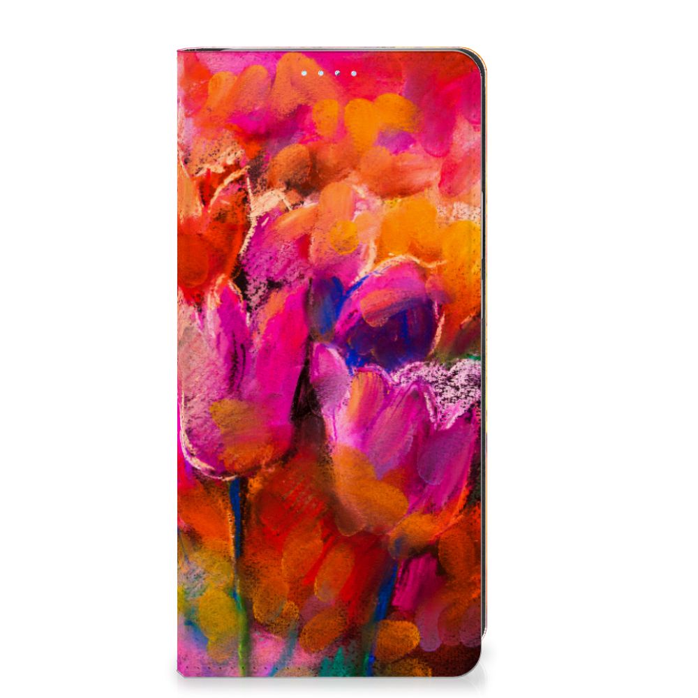 Bookcase Motorola Edge 40 Pro Tulips - kleurrijk hoesje met bloemen design voor bescherming en gebruiksgemak đ