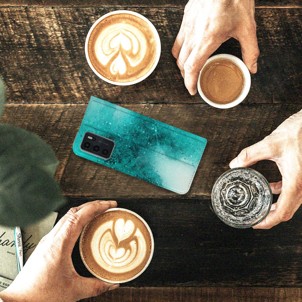 Bookcase OPPO A54s | A16 | A16s Painting Blue - B2C Telecom