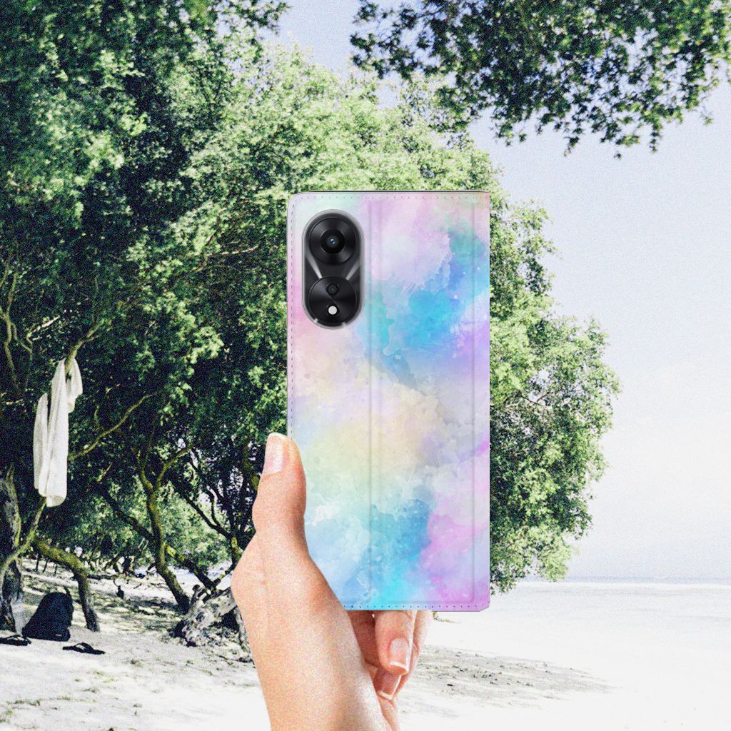 Bookcase OPPO A78 | A58 5G Watercolor Light voorkant hand strand