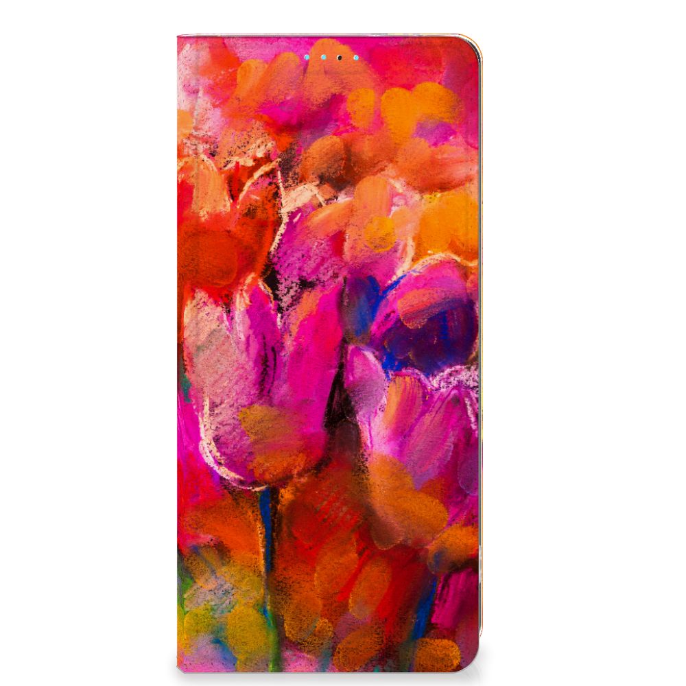 Bookcase OPPO A98 5G Tulips kleurrijk ontwerp voorzijde