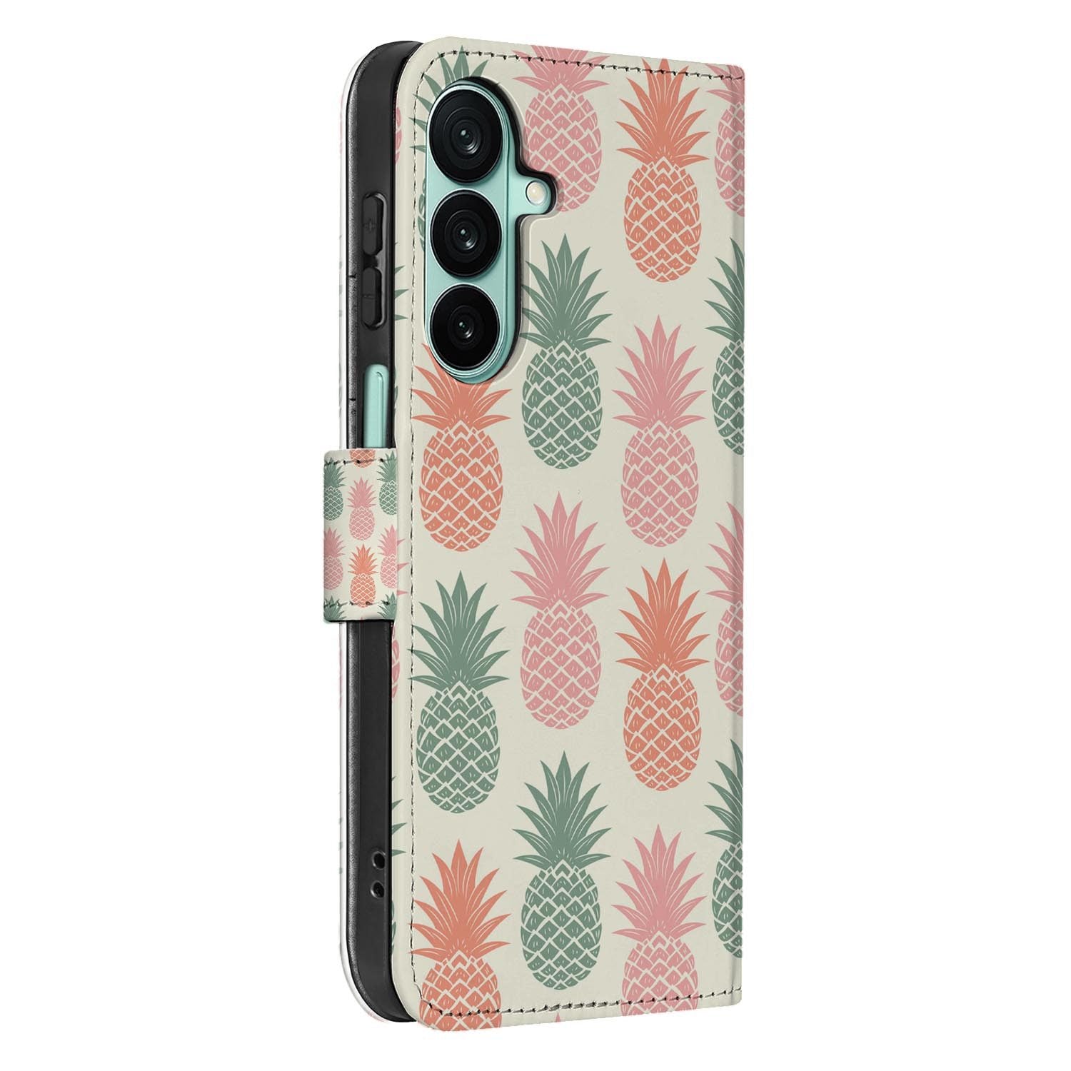 Samsung Galaxy A27 bookcase Ananas, detail van het stiksel