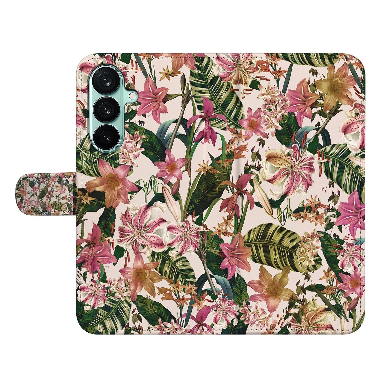 Samsung Galaxy A27 bookcase Flowers, open met pasjesvakken