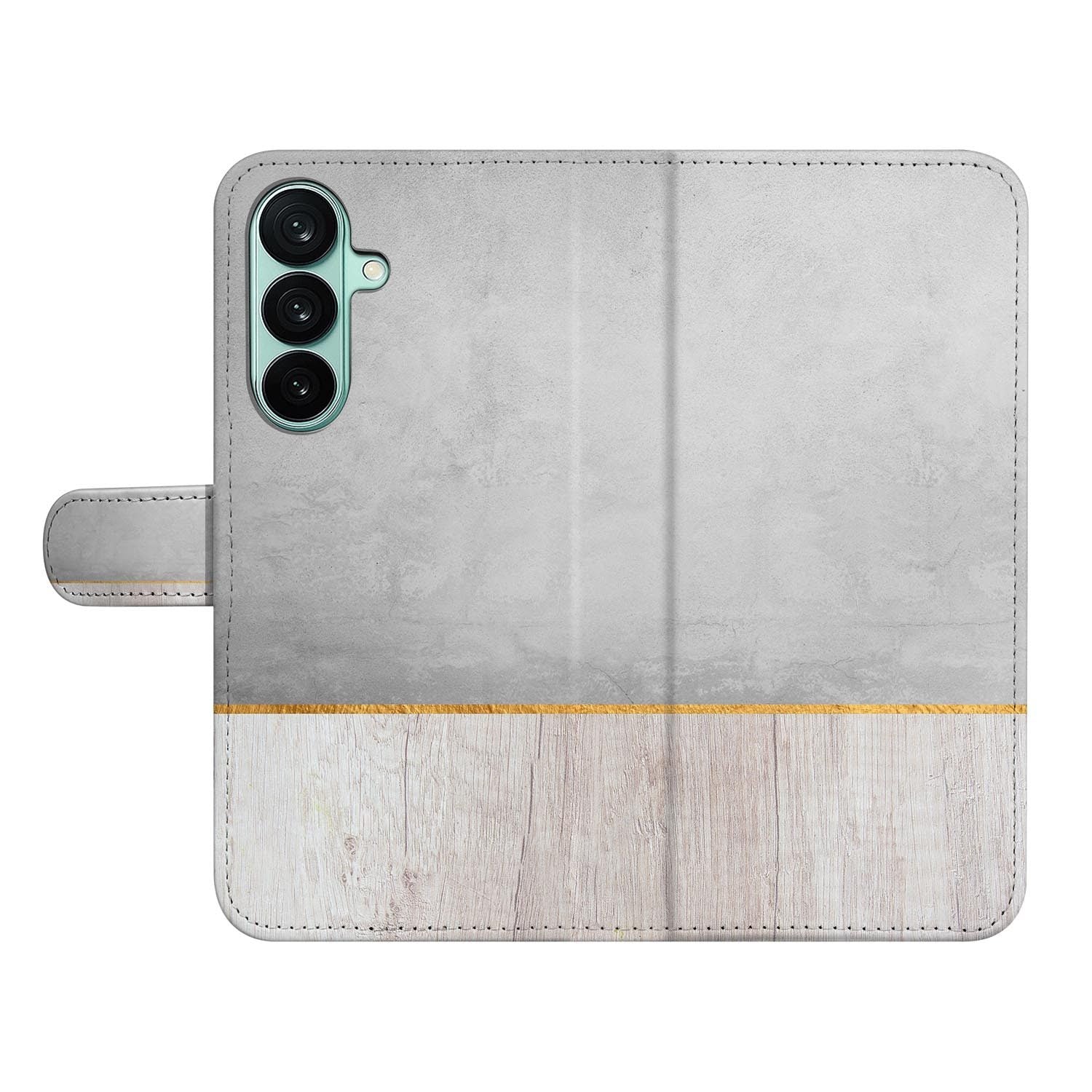 Samsung Galaxy A27 bookcase Wood Concrete, open met pasjesvakken