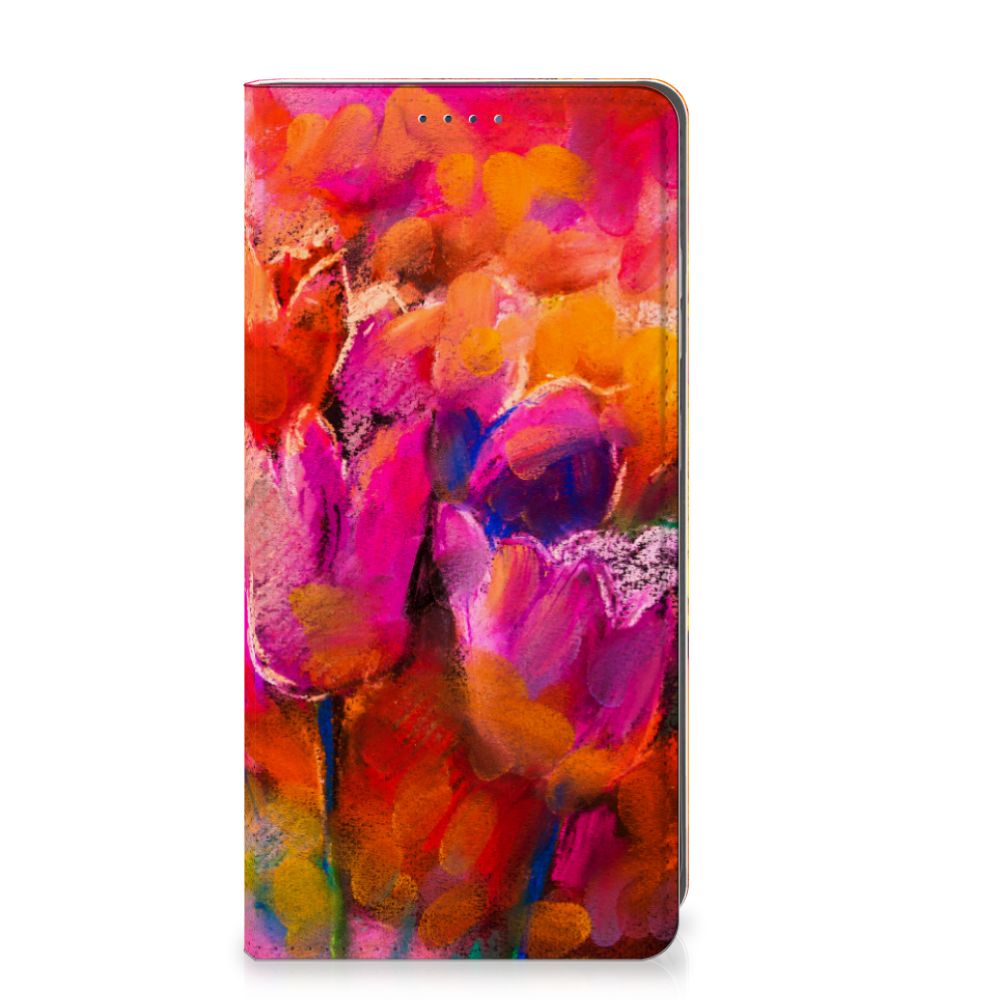 Bookcase Samsung Galaxy S25 Tulips design kleurrijk vooraanzicht