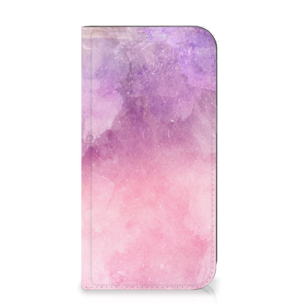 Bookcase iPhone 15 Plus Pink Purple Paint met een prachtig waterverfdesign in roze en paars.