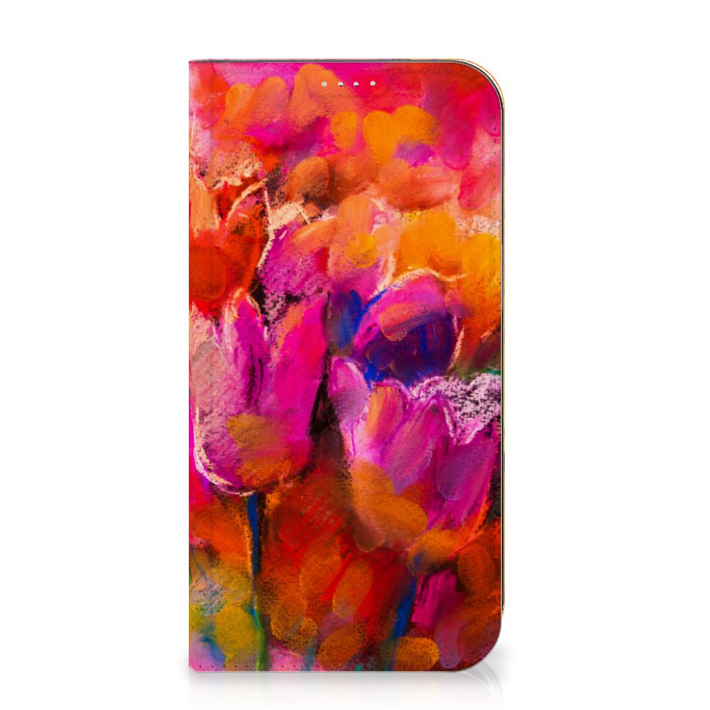 Bookcase iPhone 15 Plus Tulips - kleurrijk ontwerp met tulpen in levendige kleuren 🌷.