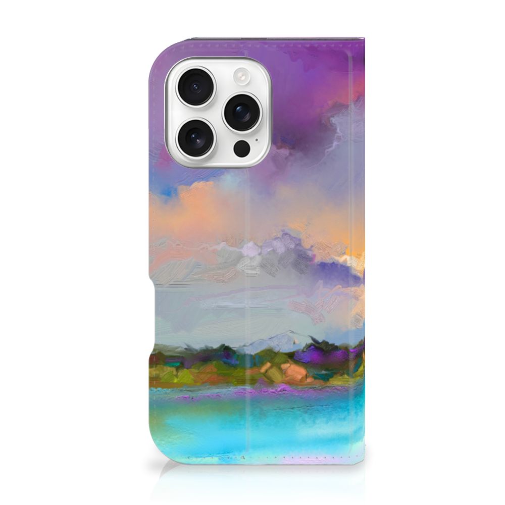 Bookcase iPhone 16 Pro Boat hoesje boot meer abstract ontwerp