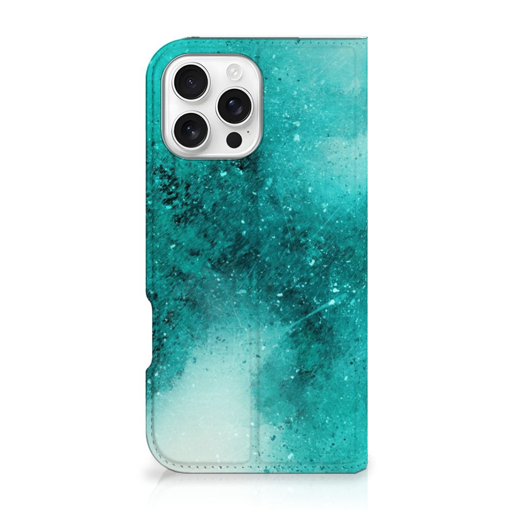 B2C Telecom iPhone 16 Pro Max Bookcase Painting Blue voorkant