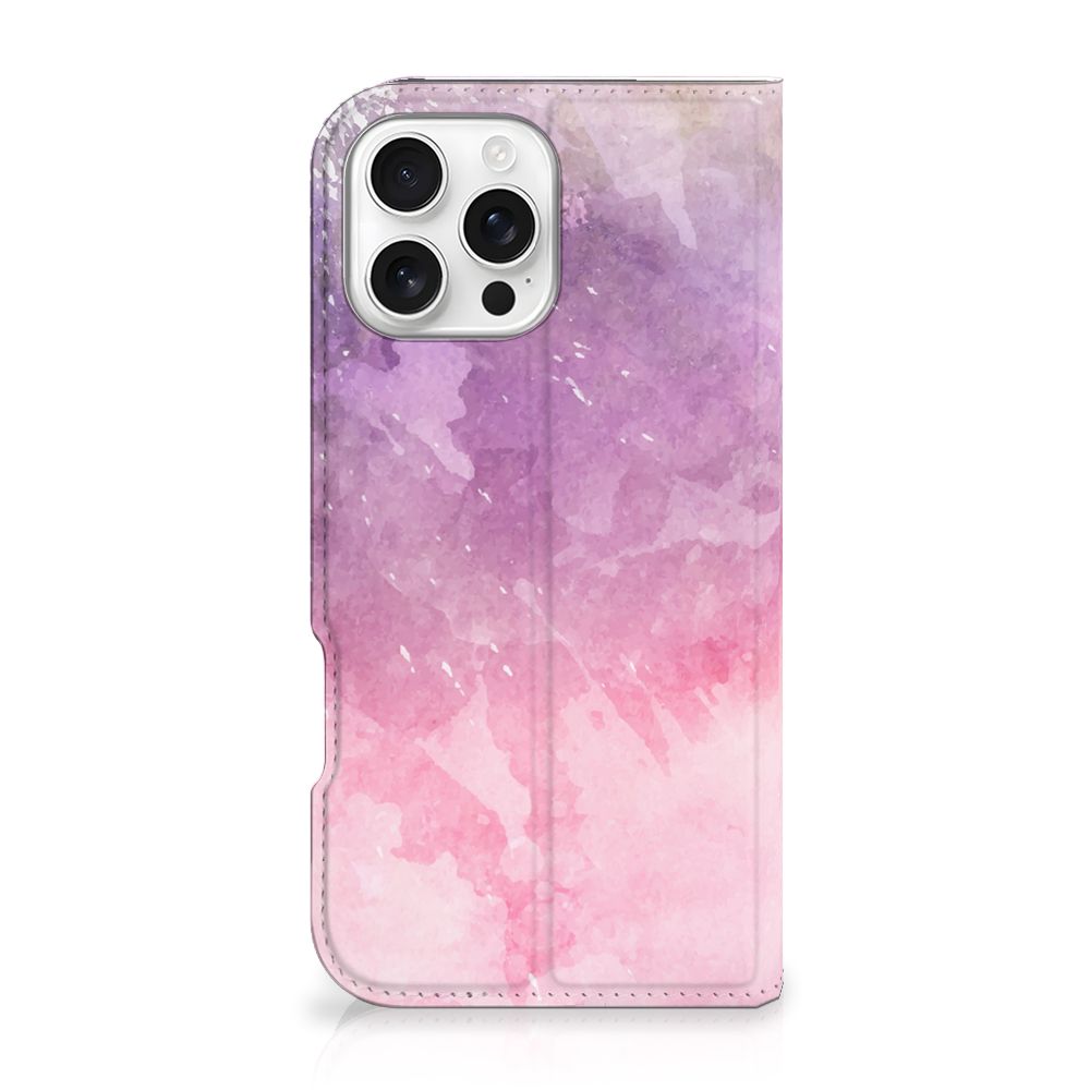 B2C Telecom iPhone 16 Pro Max Bookcase Pink Purple Paint voorkant