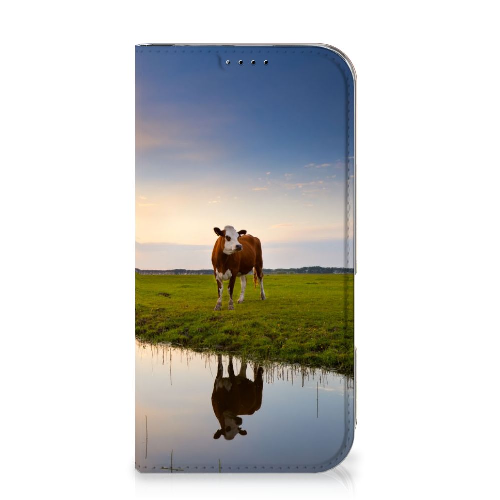 Bookcase iPhone 16 Vogel boekcase koe weiland reflectie