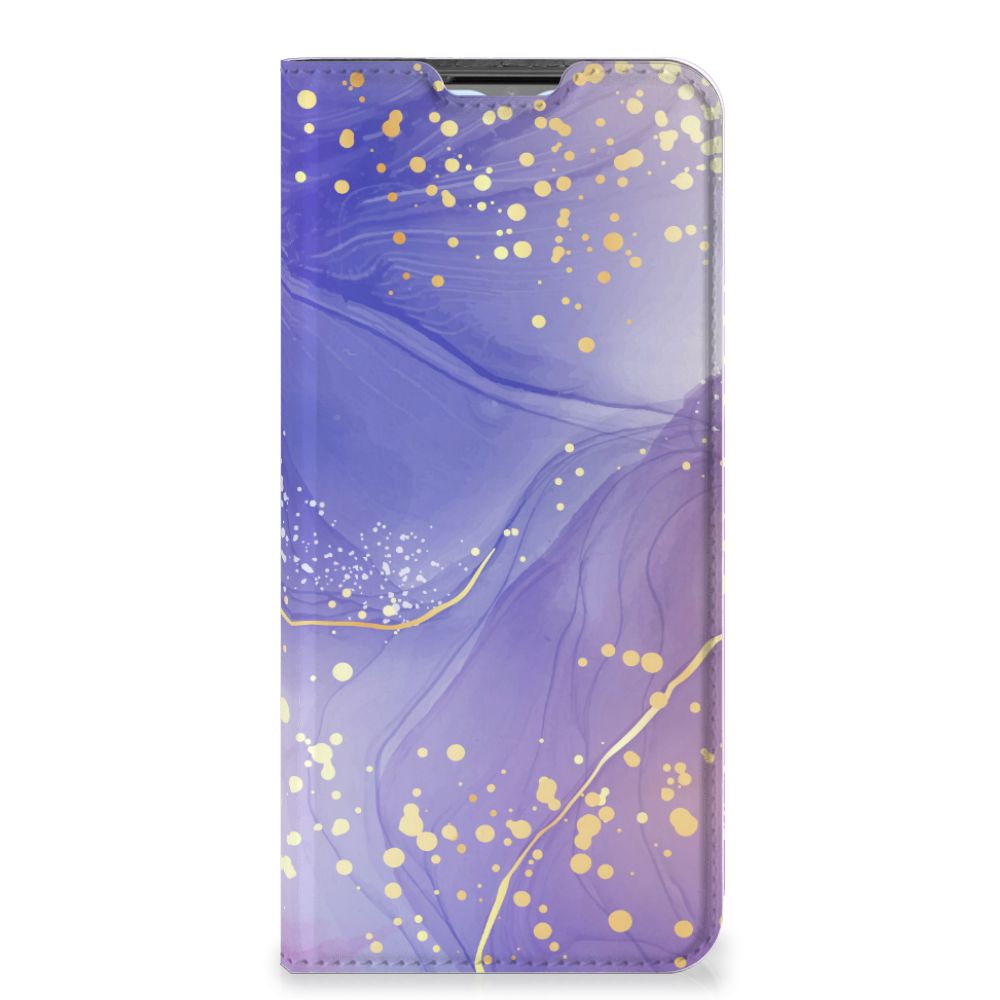 Bookcase voor OPPO A54s | A16 | A16s Watercolor Paars met een elegant design en gouden accenten 🌟.