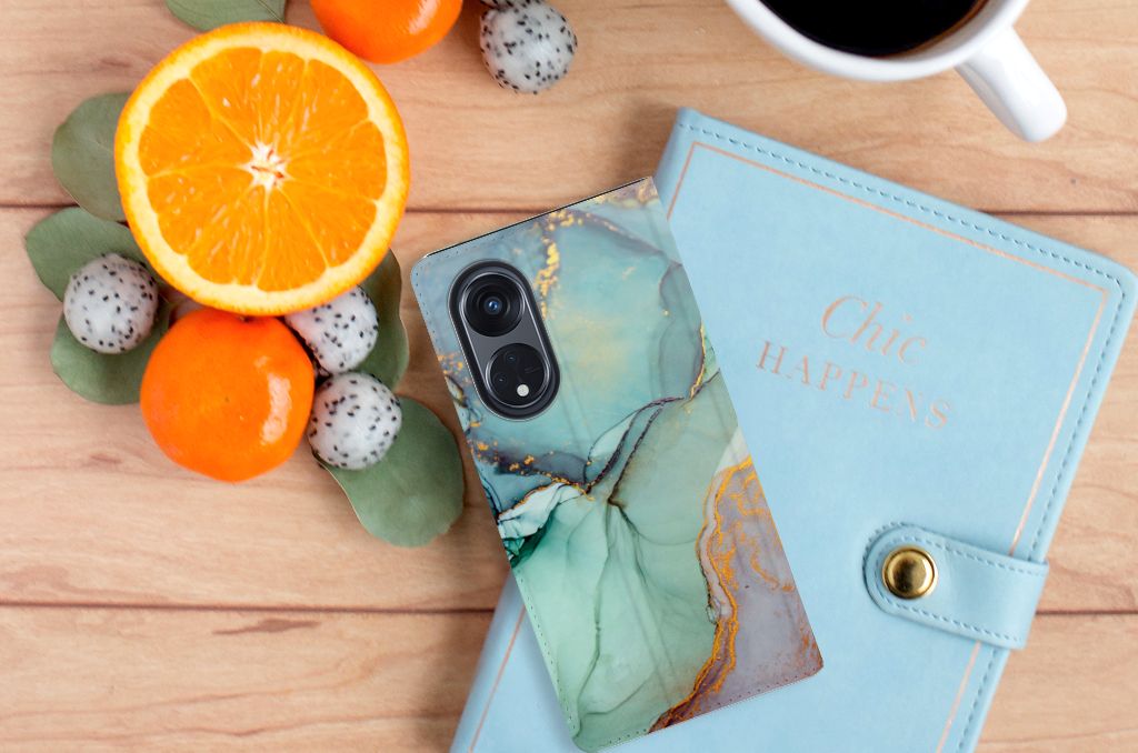 Bookcase voor OPPO Reno8 T 5G Watercolor Mix design aanzicht