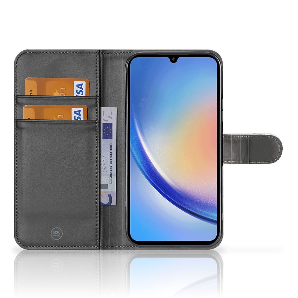 Samsung Galaxy A24 4G Bookcase Marmer Groen binnenkant voorkant