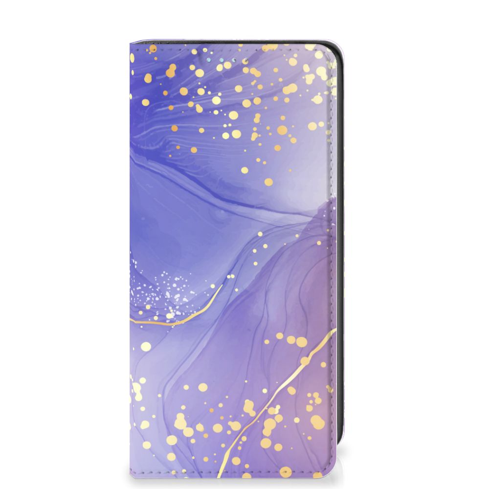 Samsung Galaxy A41 Bookcase Watercolor Paars voorkant paars goud