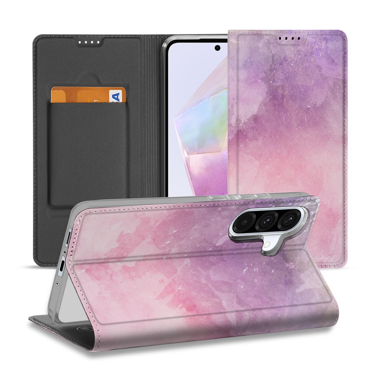 Samsung Galaxy A56 A36 Bookcase voor Samsung Galaxy A56 | A36 Pink Purple Paint design aanzicht